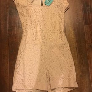 Beige lace romper